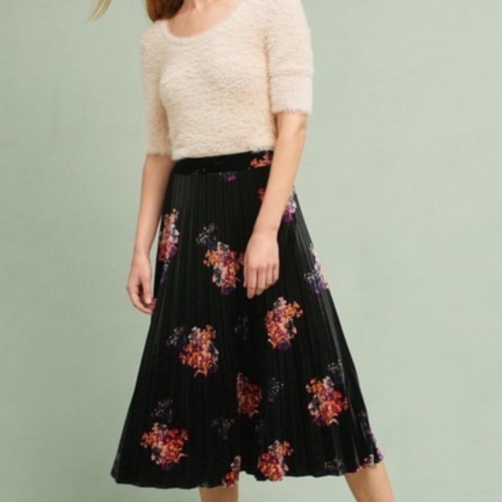 Anthropologie Velvet Midi Skirt